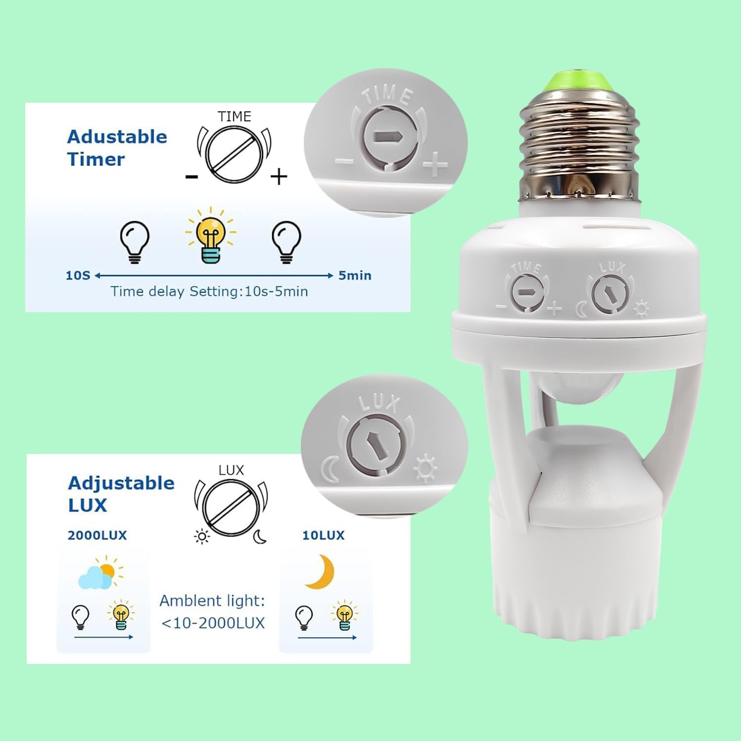 Détecteur Pour Ampoule LED E27 Blanc V-TAC VT-8005