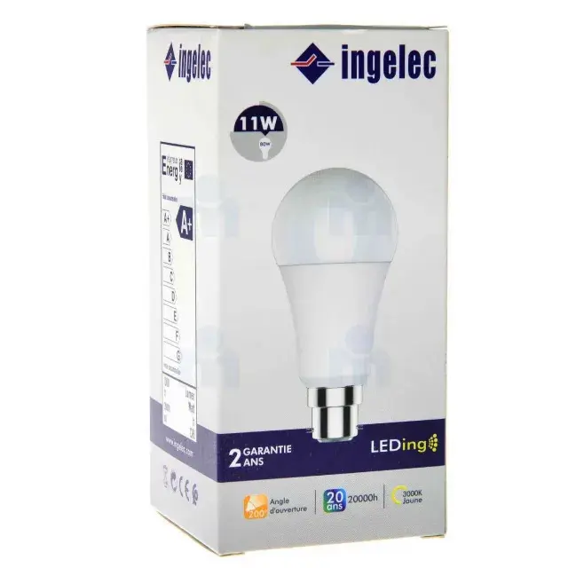 LAMPE LED B22 A60 11W LUMIERE BLANCHE INGELEC