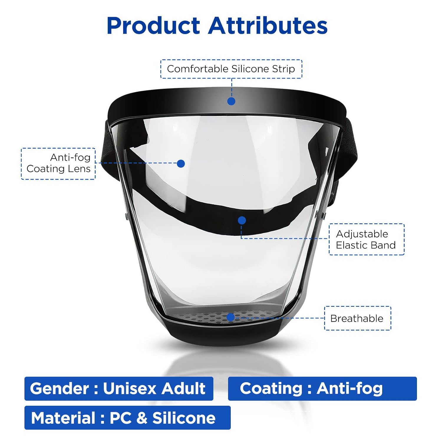 Visiere de protection Transparent Anti-fog